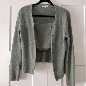 Madewell Halstead Cardigan Sweater and Halstead Square-Neck Sweater Tank